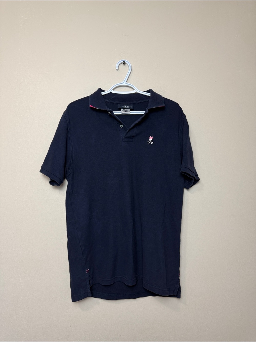 Psycho Bunny Navy Polo with Pink Logo Accent size 6 or L